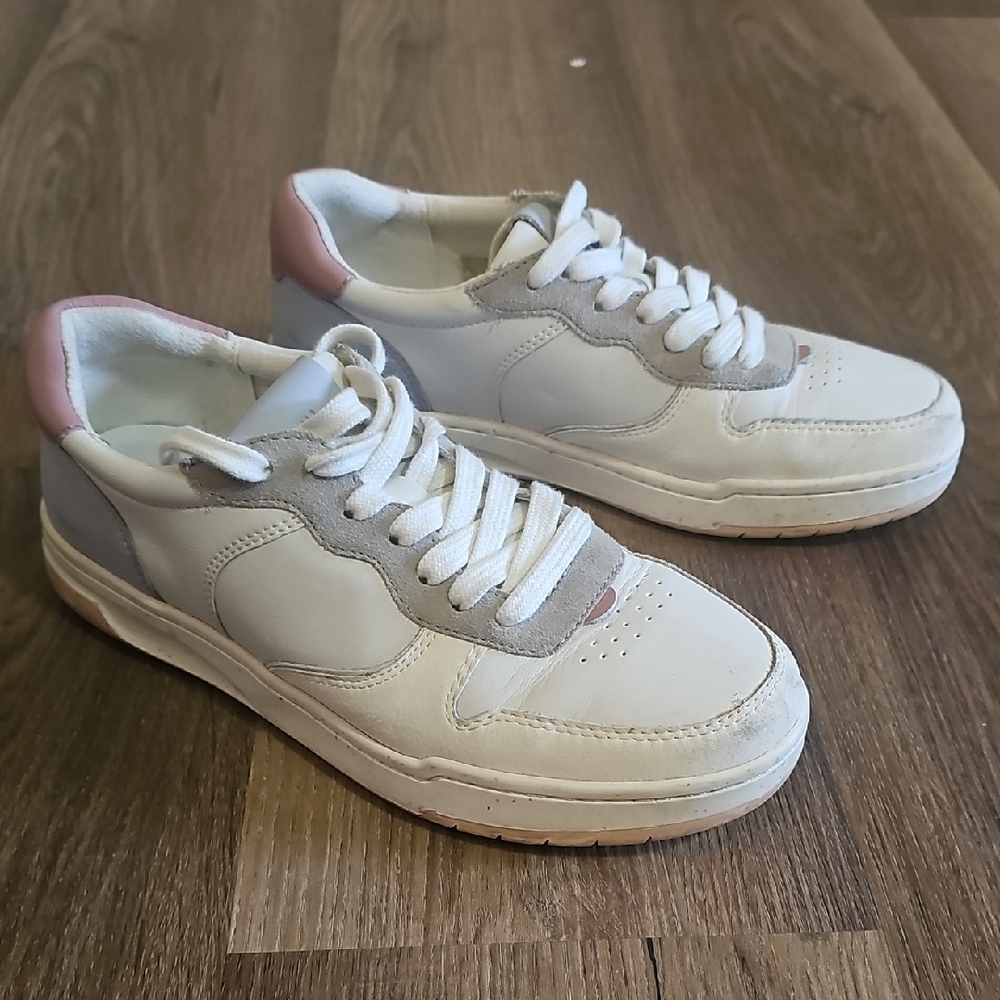 Madewell White Sneakers with Pink Accents